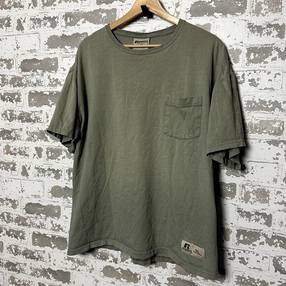Russell Pro Cotton Pocket Tee Size Large Earth Tone Faded - Picture 1 of 8